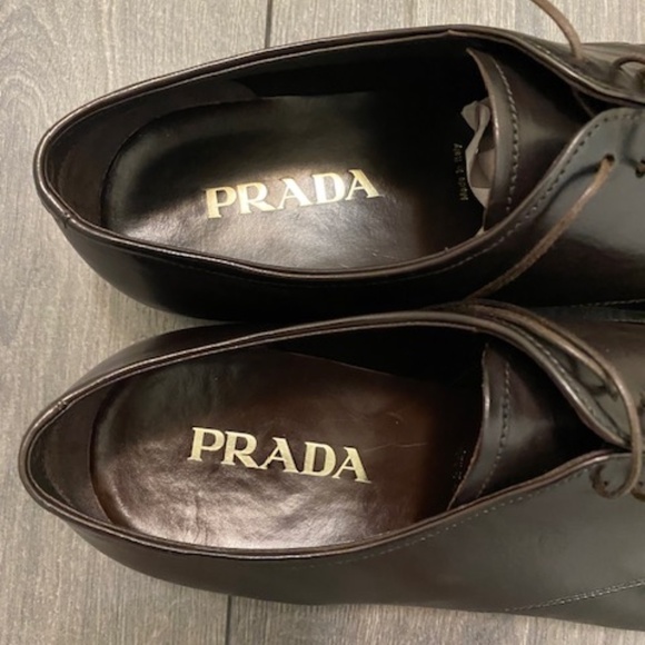 Prada Brown Leather Lace Up Shoes Size 10.5 - Picture 2 of 16
